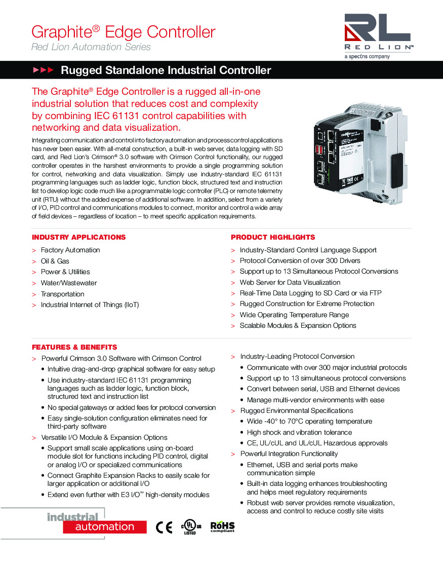 First Page Image of GRAC0001 Graphite Edge Controller Data Sheet_1.pdf